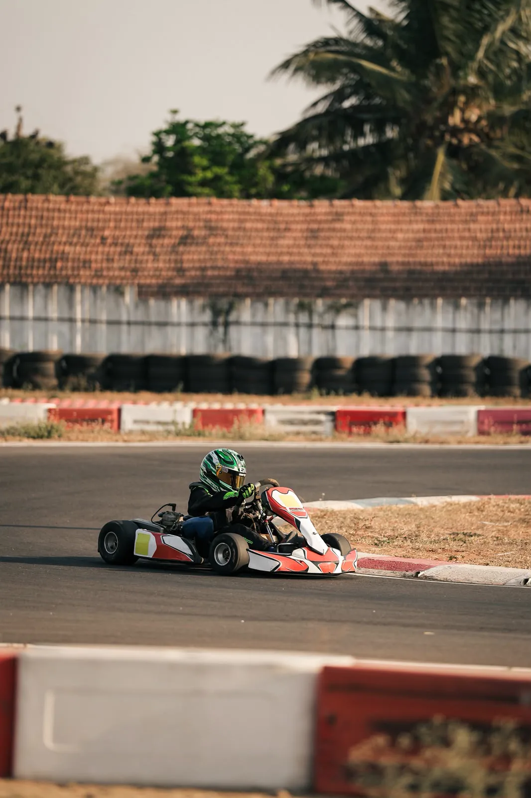 Vidyuth turns in past the tyre wall