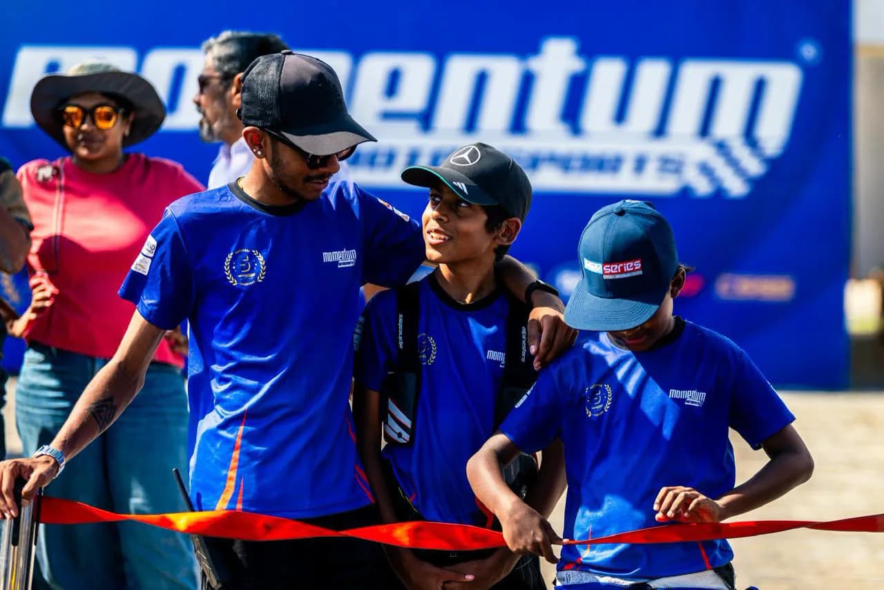 Vidyuth with the Momentum Motorsports team